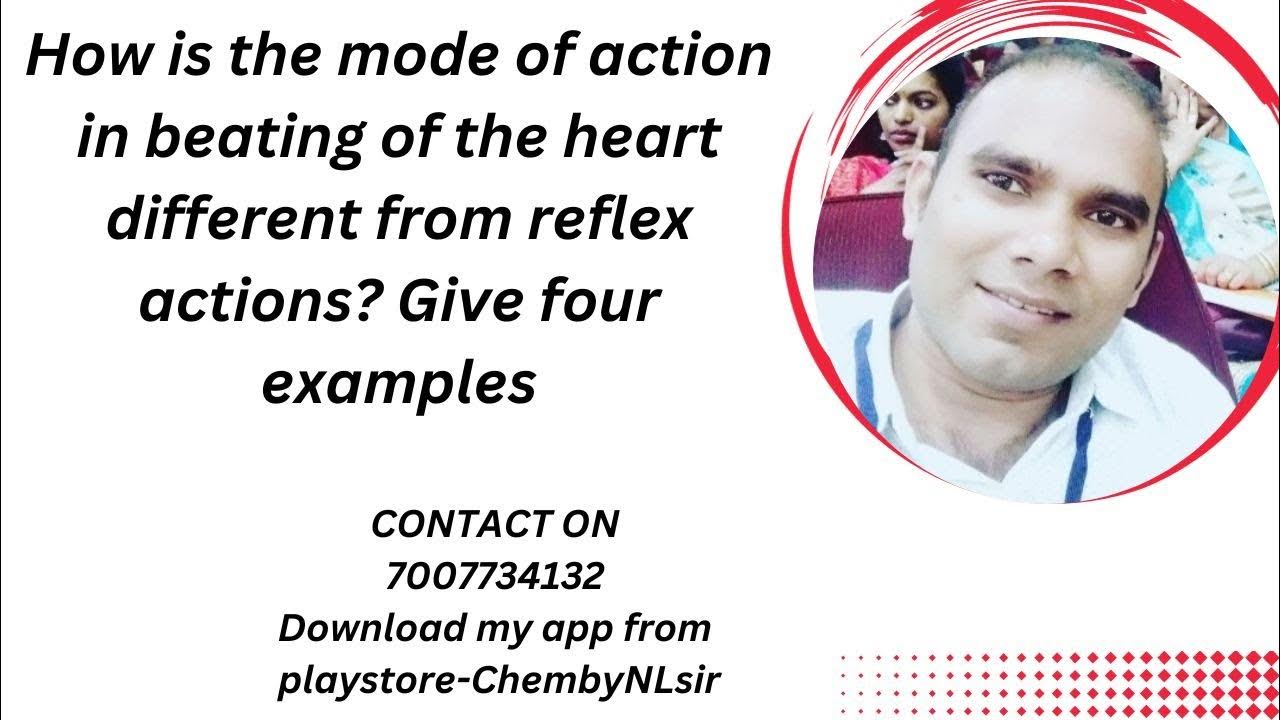 How is the mode of action in beating of the heart different from reflex