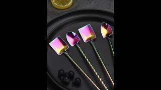 Famous Stainless Steel Flatware set 4pc Golden Color Mirror Polish Fork, Knife and Spoon 18/10 Cutlery Set Wealth