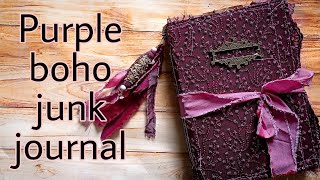 Hard cover purple boho junk journal | flip through | boho needs