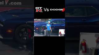 Nissan GT R DESTROYS Dodge Challenger 💀  Insane Drag Race Finish! #shorts #dragerace