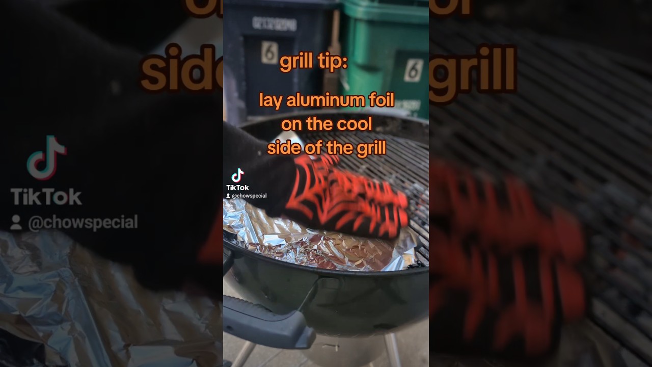 Grill tip: laying aluminum foil on the cool side of the grill