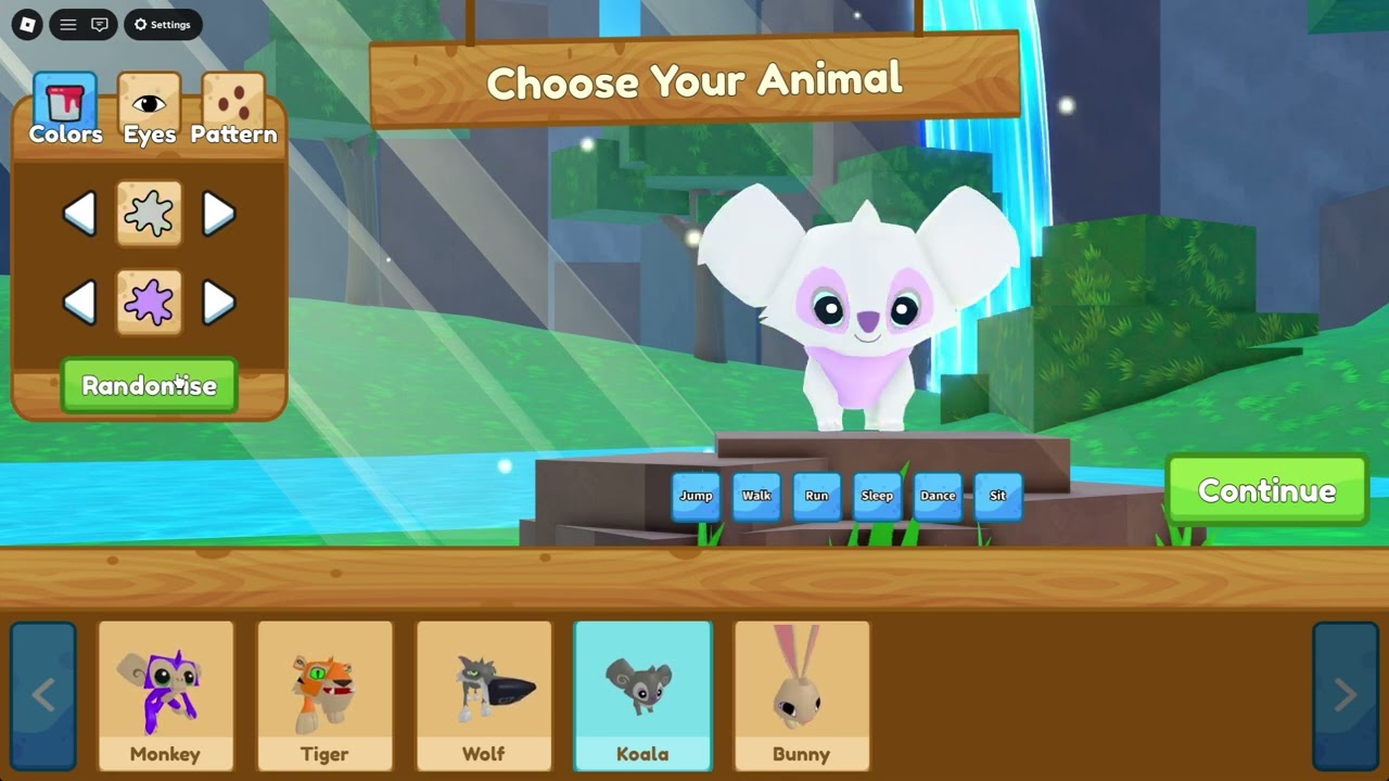 ROBLOX Animal Jam Character Select Screen