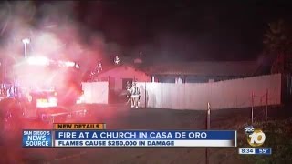 Crews battle fire at El Cajon church