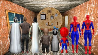 Playing As SPIDER-MAN Family in Granny House || Big door escape  screenshot 4