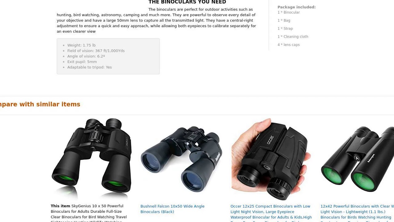 SkyGenius 10 x 50 Powerful Binoculars for Adults Durable Full-Size Clear Binocular - Review