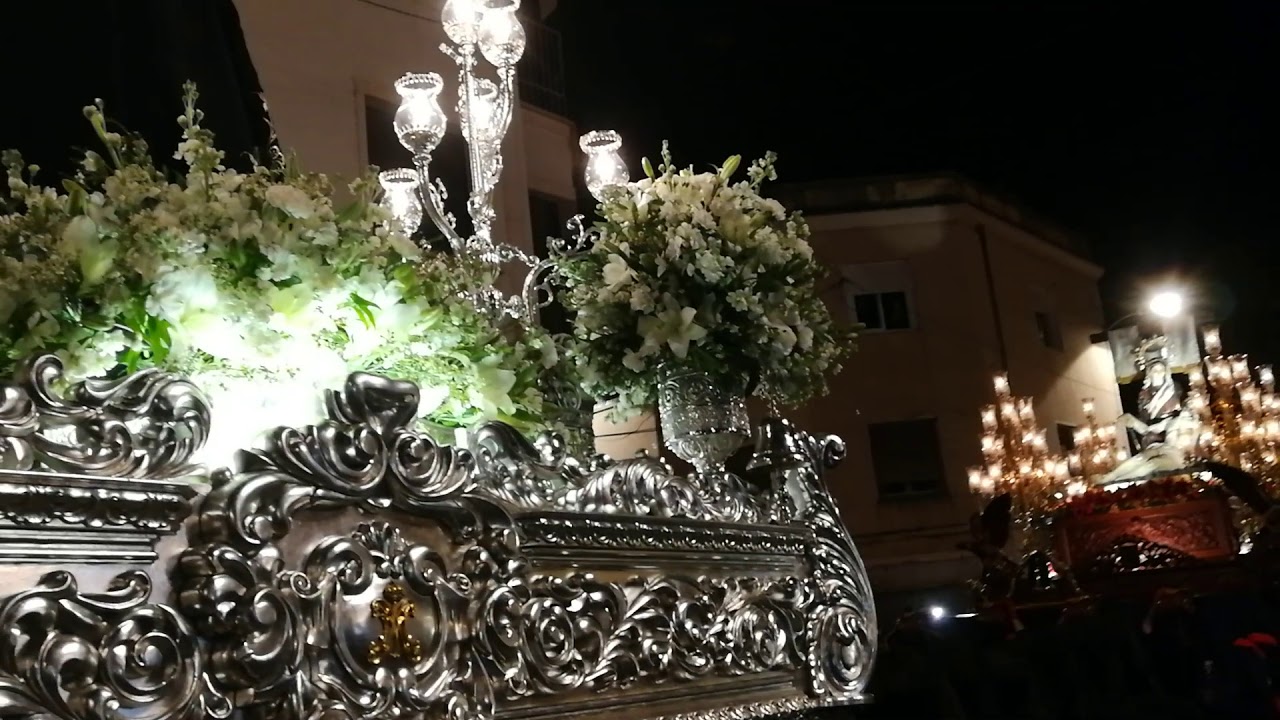 Encuentro Plaza Exconvento.LA SOLEDAD Y LA DOLOROSA.SEMANA SANTA DE MONÓVAR 2018.Miércoles Santo