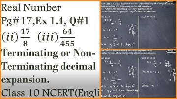 Pg#17, EX 1.4, Q#1 (ii) 17/8 (iii)64/455 Class 10 NCERT