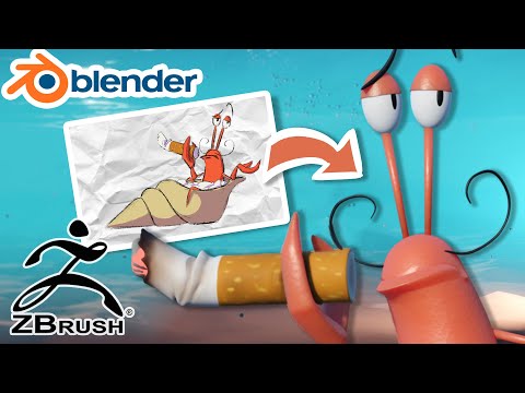 CONVIERTO este DIBUJO en 3D - ZBrush y Blender