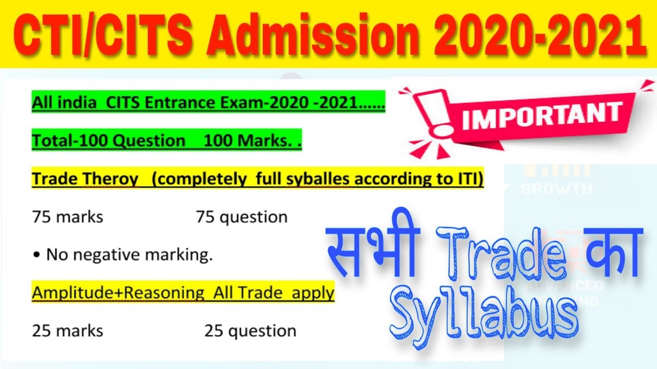 CITS Syllabus for Engineering and Non-Engineering Trades,CTI admission 2020,सभी Trade का सिलेबस