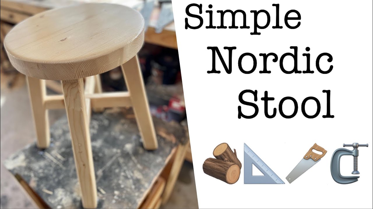 Nordic Style Backless Stool Build - Step by step - Start to finish - Tabure yapimi