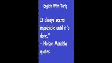 It always seems impossible until it