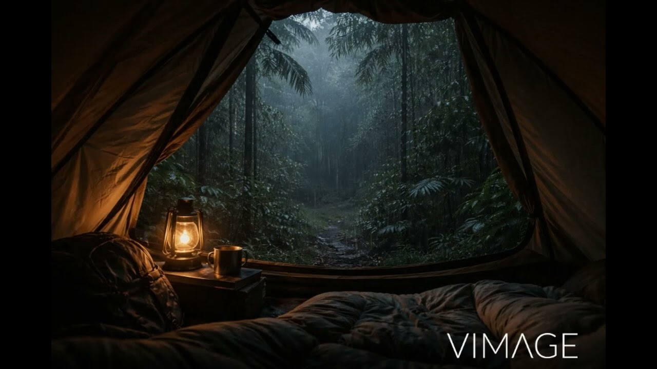 7 Hours of Heavy Rain on Tent roof Rainforest | Relaxation and Sleep 🌙