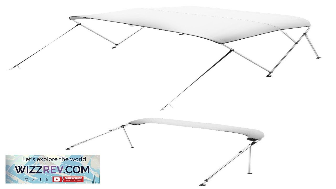 VEVOR 3 Bow Boat Bimini Tops 600D Polyester Canopy with Aluminum Alloy
