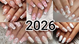2026 TRENDY NAIL ART DESIGNS Cute Elegant White Pink Nail Art Designs Bridal Nail De