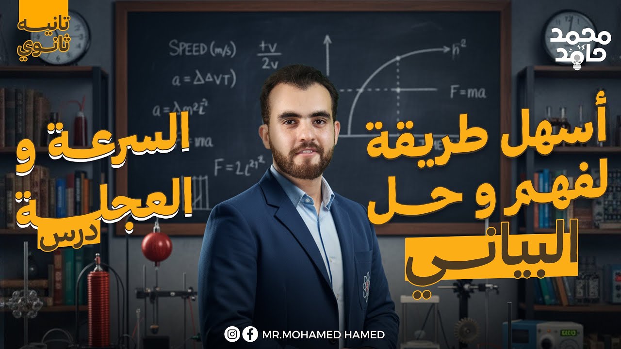 شرح الرسم البياني من درس السرعة والعجلة بطريقة سهلة| فيزياء تانية ثانوي| م.محمد حامد