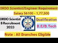 DRDO Scientist/Engineer Recruitment 2023 Apply now for Scientist 'B', 'C' &amp; 'D' positions #freshers