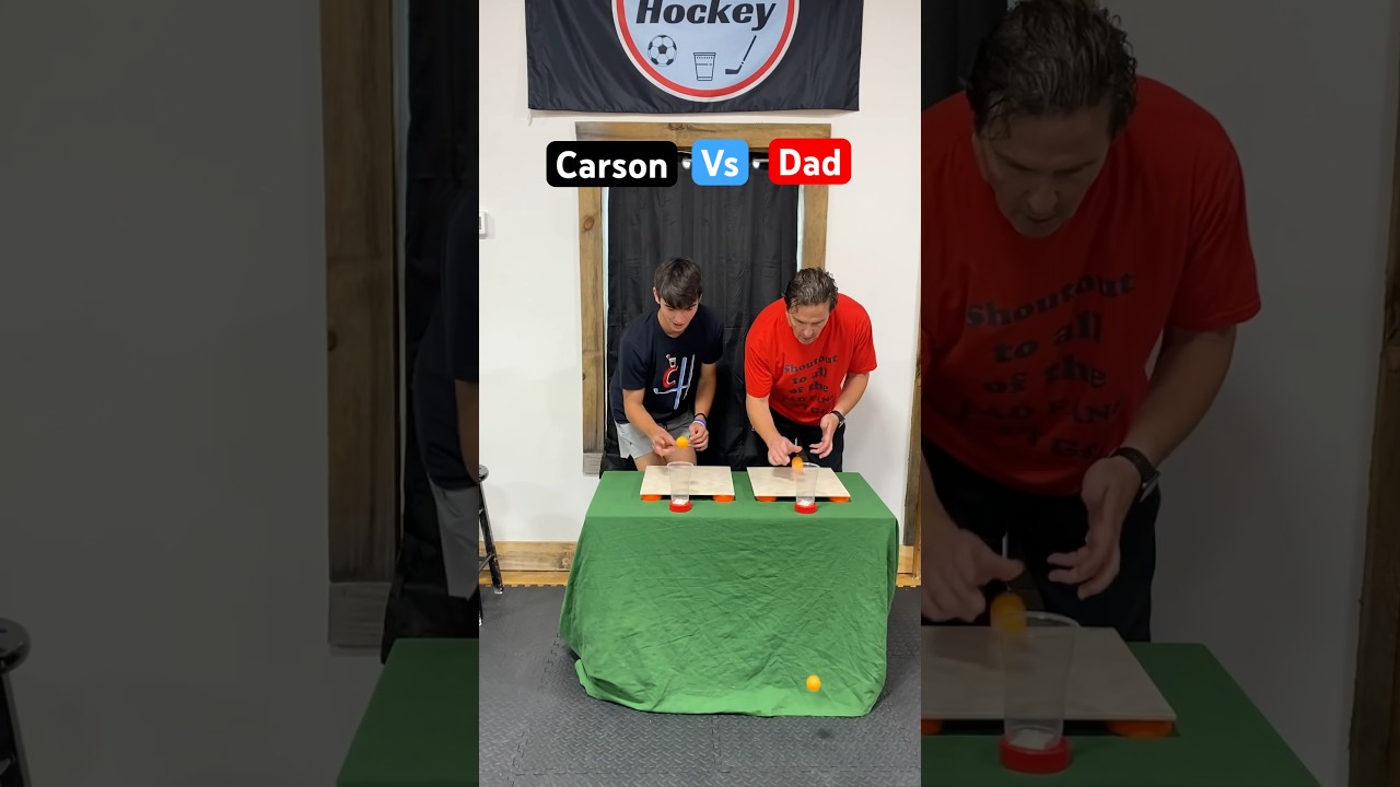 Trick Shot Race! (Dad Vs Carson) 