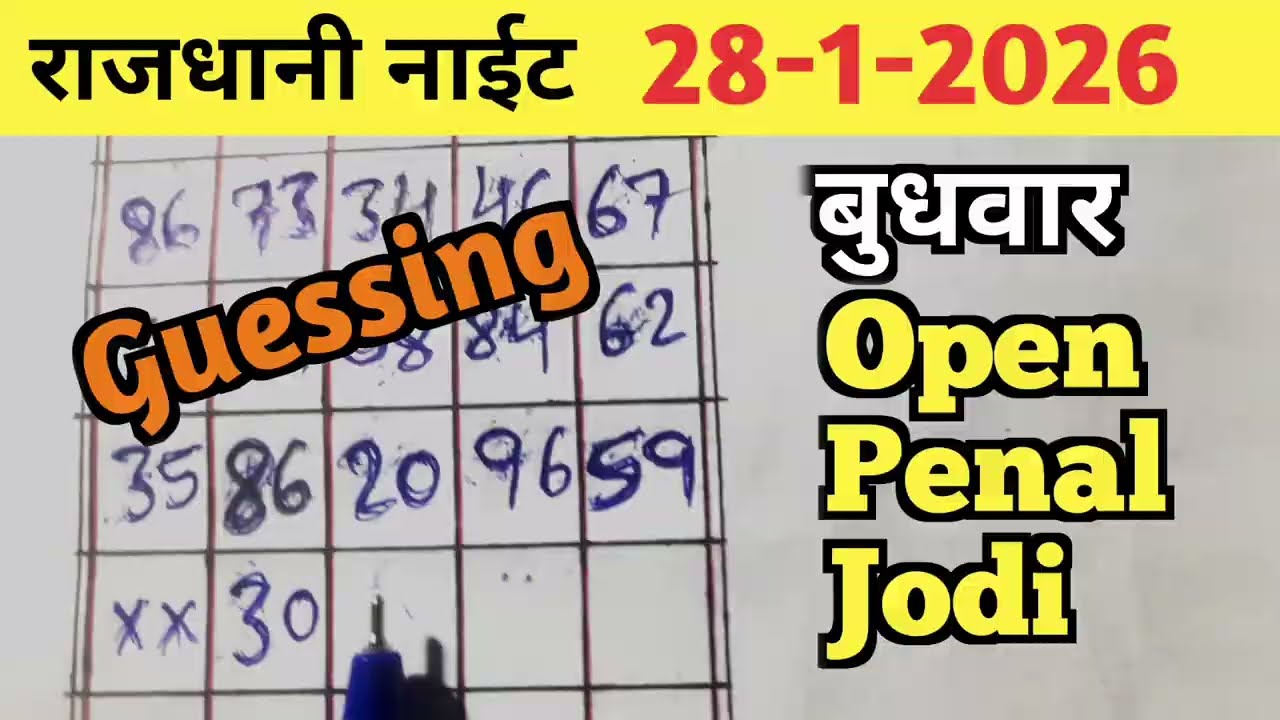 RAJDHANI NIGHT TODAY MATKA TRICK 28/1/2026 WEDNESDAY/OPEN PENAL JODI
