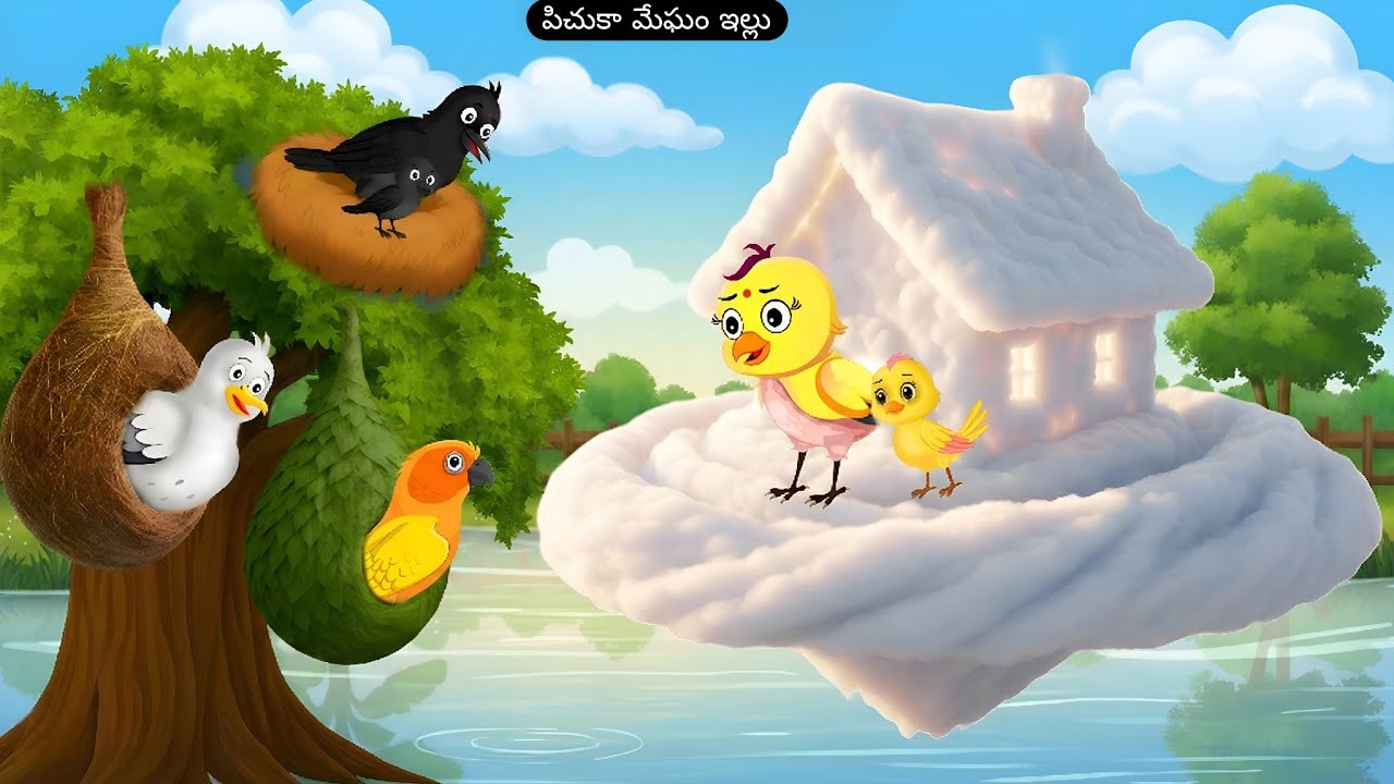 పిచుకా మేఘం ఇల్లు | Birds cartoon | Moral story | Renu Birds Tv |