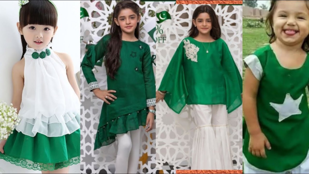 14 august dress design for baby girls | green and white dress design ...