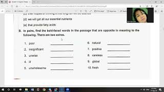 Grade- 12/ Unit- 3/ English (Diet and Nutrition) Comprehension exercises (A/B)
