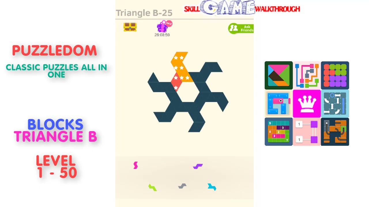 Puzzledom - Blocks Triangle B Level 1 - 50 - Walkthrough