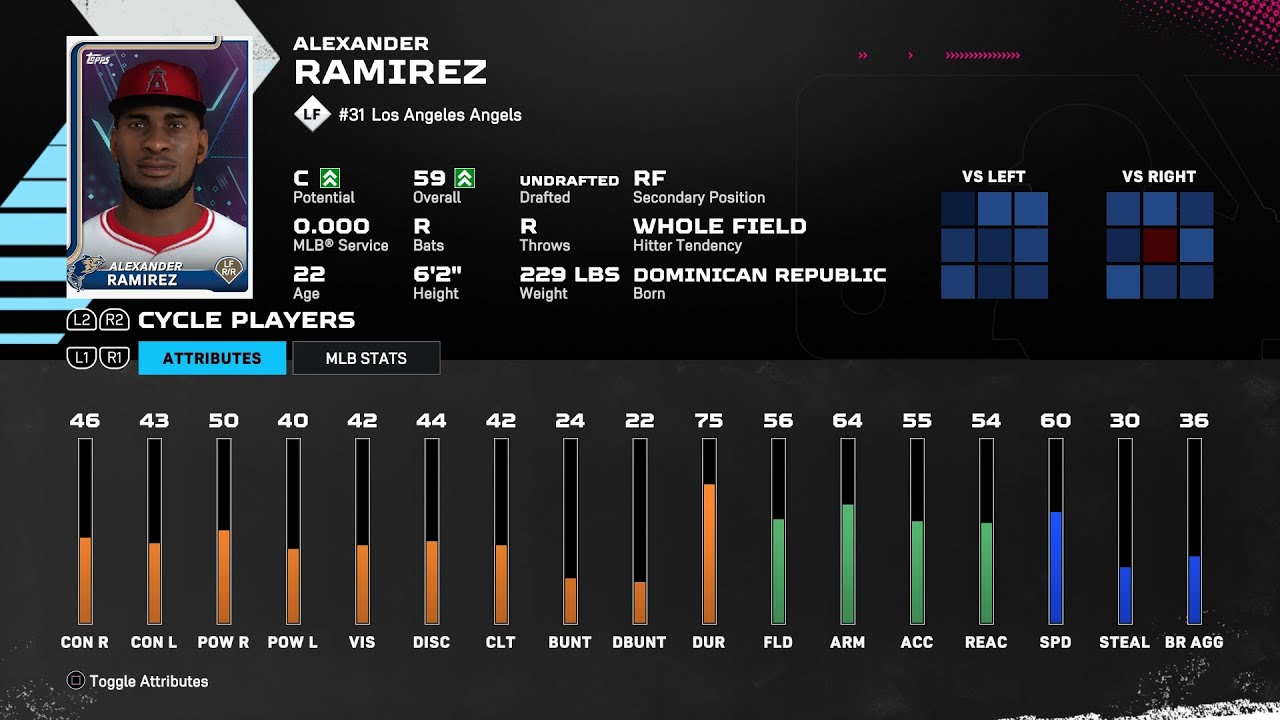 【MLBTheShow25Stats/メジャーリーグ選手能力】Angels1A 31 Alexander Ramirez LAA1A アレクサンダー・ラミレス選手