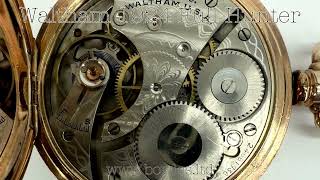 Antique Waltham Full Hunter Pocket Watch – Gold Plated – Dennison Case – 1924 – Working
