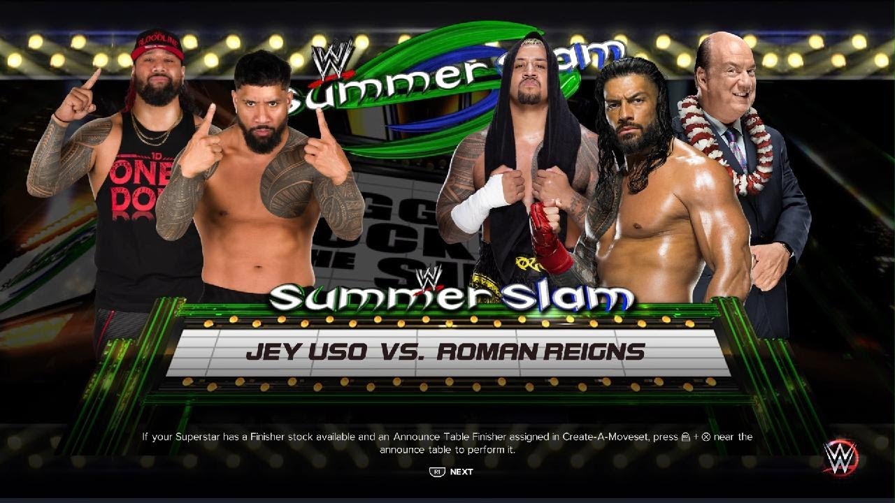 Jey uso v roman reigns, summerslam none title match