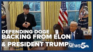 Elon Musk and President Trump defend DOGE's actions during press briefing Tuesday