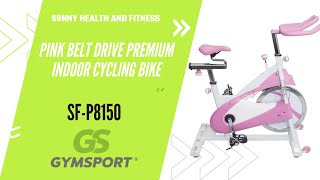 Sunny Health & Fitness Pink Belt Drive Premium Indoor Cycling Bike Sf-P8150