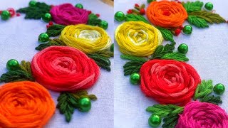 Woven rose embroidery/How to stitch roses with the woven wheel stitch.Heart shape embroidery.