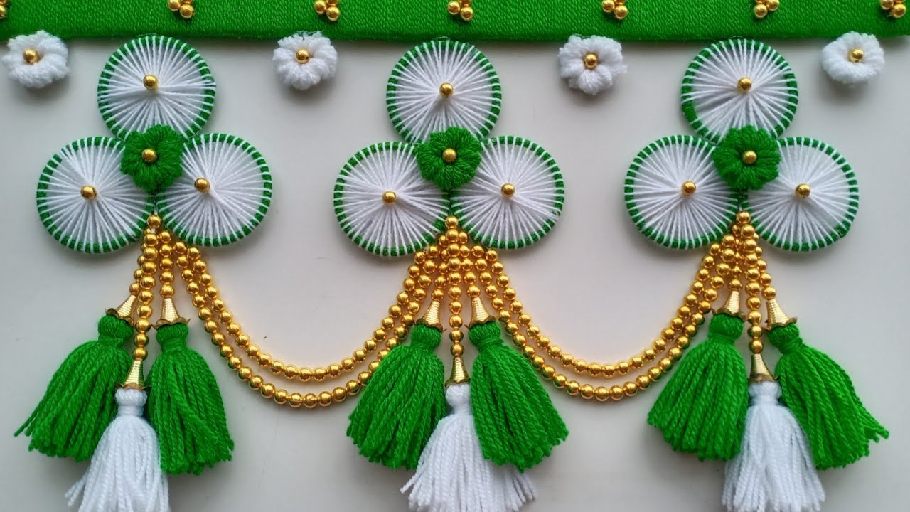 ऊन से बनाए दरवाजे के लिए नए डिजाइन की झालर/unn ki toran/Woolen door toran/Woolen ki jhaller/#toran