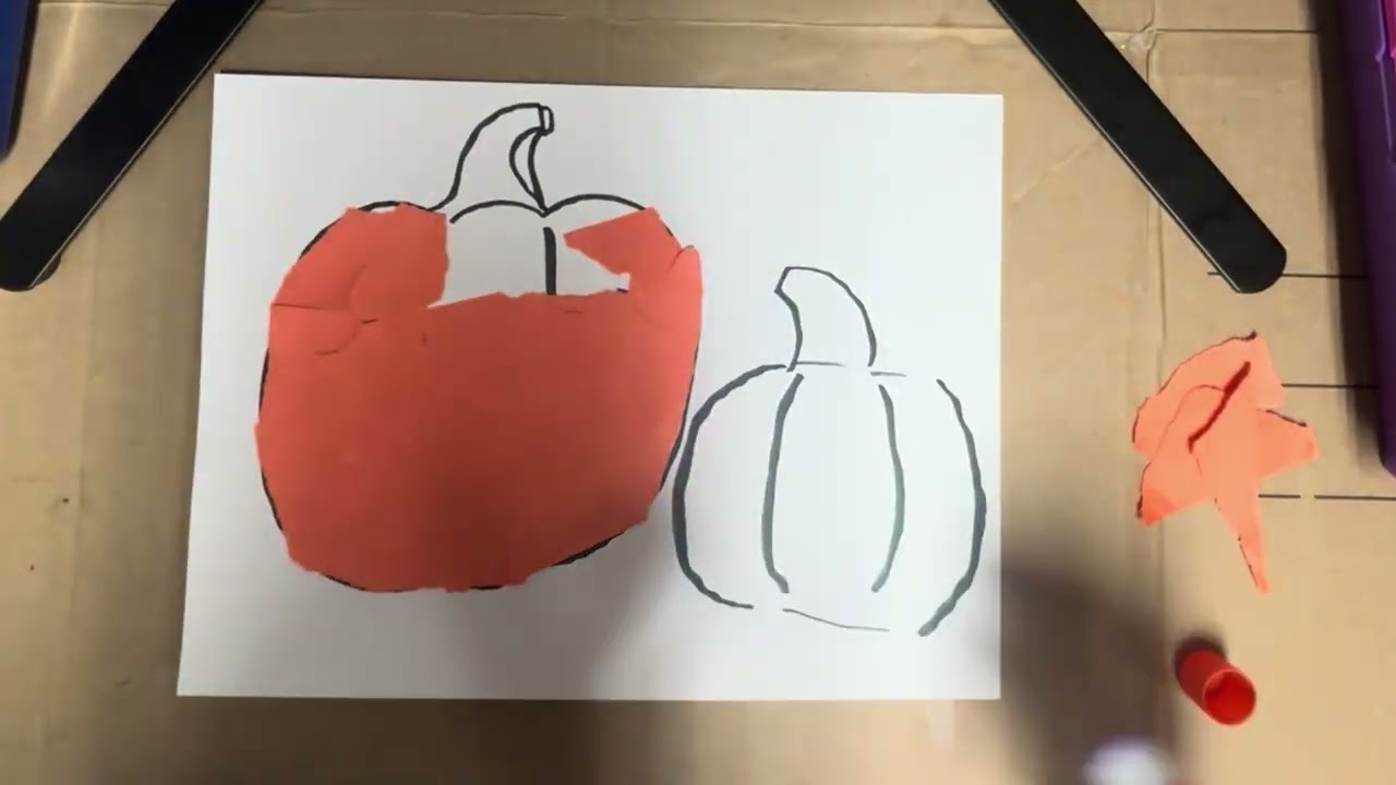 Pumpkins Torn Paper Art
