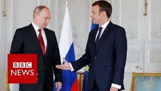 France's Macron holds 'frank exchange' with Putin - BBC News French President Emmanuel Macron says he held a .frank exchange. with Russian counterpart Vladimir Putin in their first face-to-face talks., From YouTubeVideos