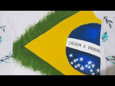 PINTURA EM TECIDO BANDEIRA DO BRASIL #pinturaemtecido | Amanda Karla