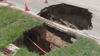 Huge sinkhole appears in Houston; repairs underway