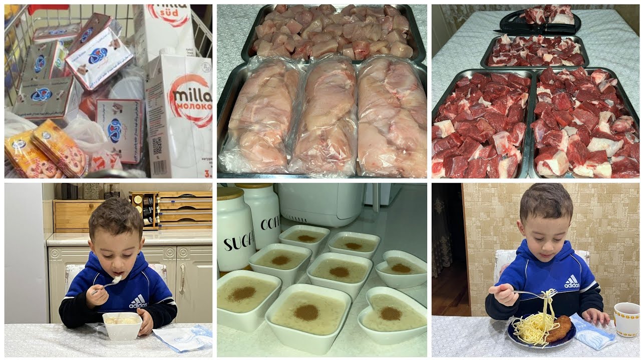 Market alış-verişi.Ətləri doğradım, ayırdım.Sahura südaşı bişirdim.Bu aralar enerjim düşüb... 