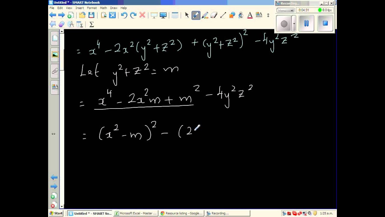 Factorization Of X 4 Y 4 Z 4 2 X 2y 2 Y 2z 2 Z 2x 2 Youtube