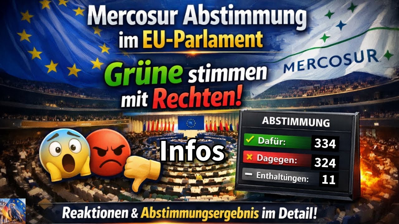 Mercosur Abstimmung im EU Parlament - Reaktionen CDU, CSU, B90/Grüne, SPD und FDP / Infos und Zahlen