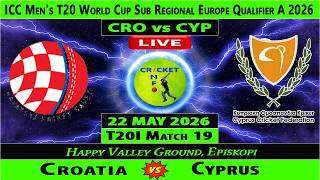 Croatia vs Cyprus | CRO vs CYP Live | 19th T20I of T20 World Cup ESR Qualifier A 2026 | CYP vs CRO