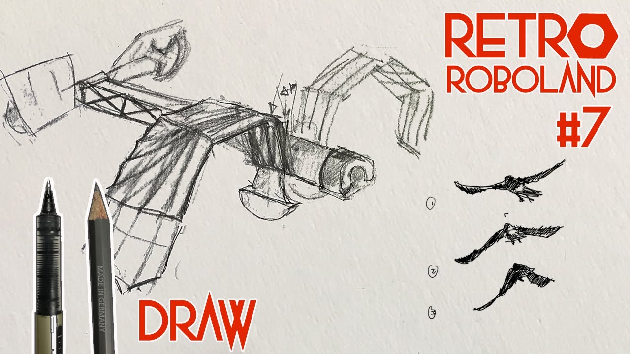 Improved time lapse concept drawing of flying robot (fixing the wing flap)