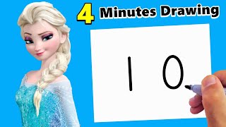 How To Draw Elsa With Number 10 Easy In Just 4 Minutes