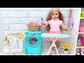 Doll Cleaning Routine with Laundry Toys - PLAY DOLLS