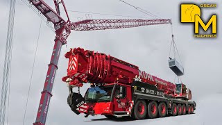 450ton All Terrain Crane Liebherr LTM 1450-8.1 can lift massive generator on rooftop with fly jib