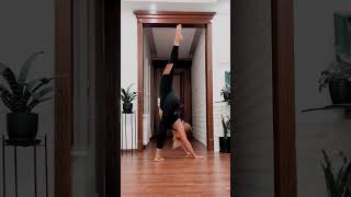 Morning Yoga Stretch Handstand With Splits Pose