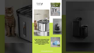 2 Liter Smart Automatic Small Pet Cat Dog Water Fountain Automated Heated USB Powered Cool Stainl...