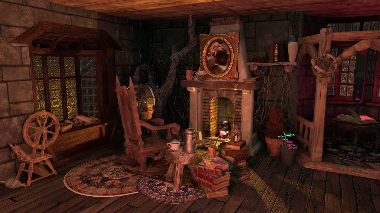 🕯️ Casa de la Bruja: Ambiente para acompañarte | Música Suave y crepitar de chimenea ASMR. No IA.