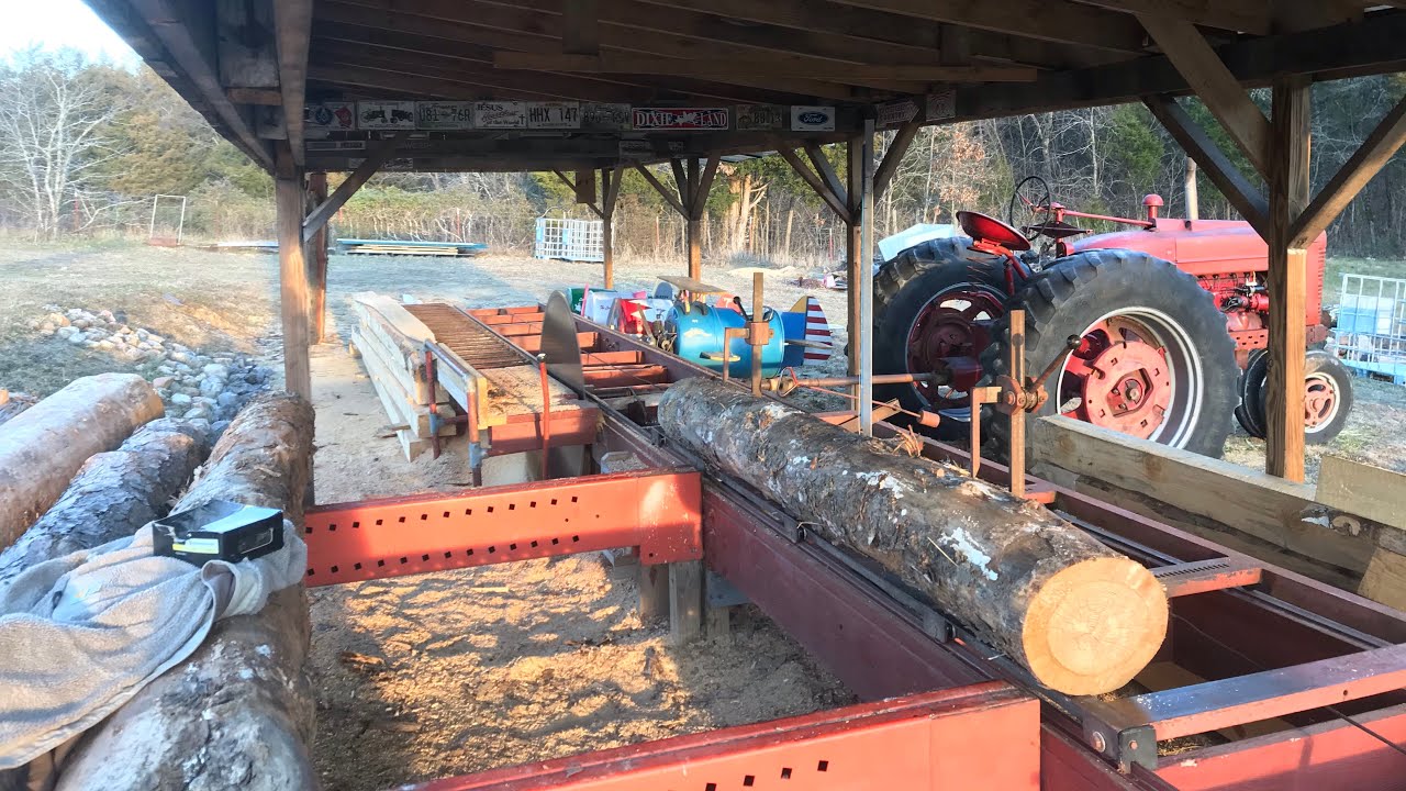 The Foley Belsaw; Sawing Pine for cabin logs.