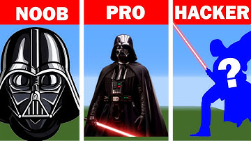 Darth Vader - Pixel Art in Minecraft - How to Draw, Noob vs Pro vs Hacker